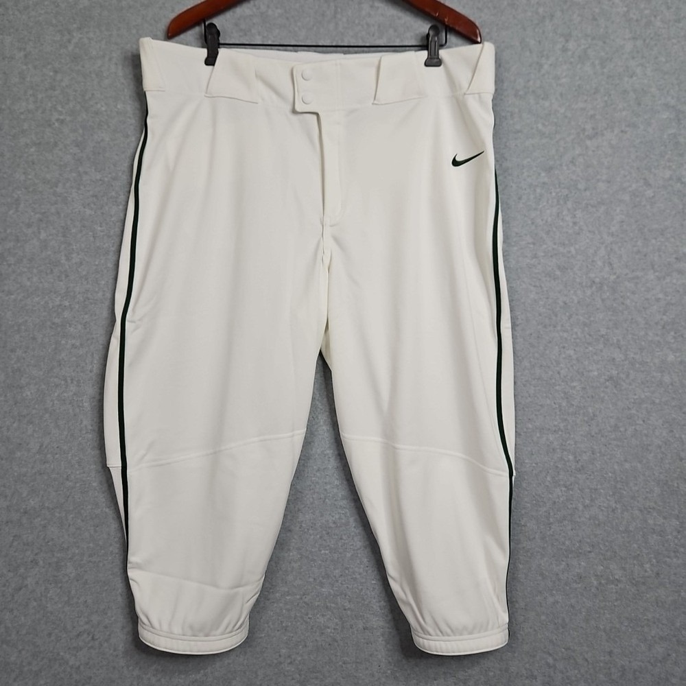 Nike Vapor Select‎ Baseball Pants Mens 2XL White Green Piped High BQ9021-111 New